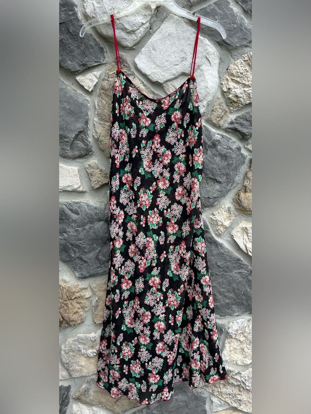 Josie Natori Floral Nightgown Slip Dress Size L Feminine Soft Romantic Sheer